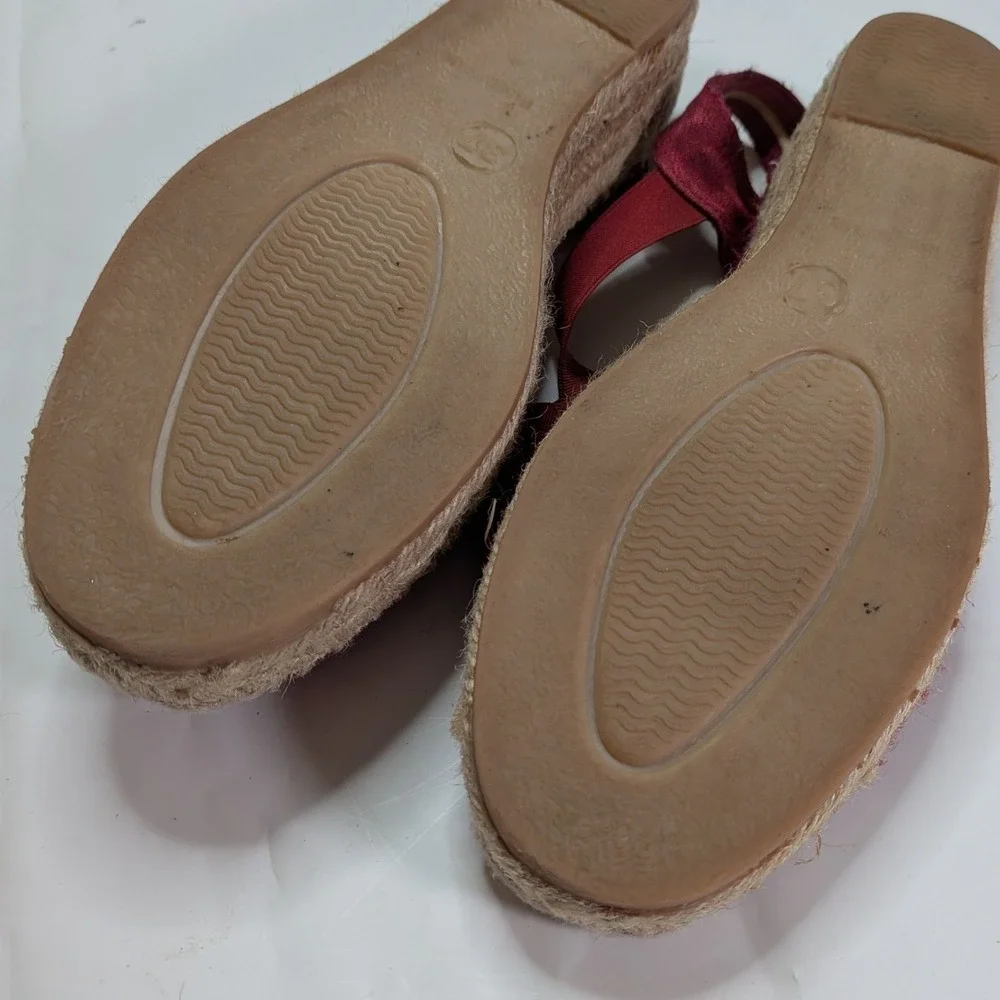 Toni Pons Origins Espadrilles Size 37 Burgundy Red Textile Wedge Sandals Spain